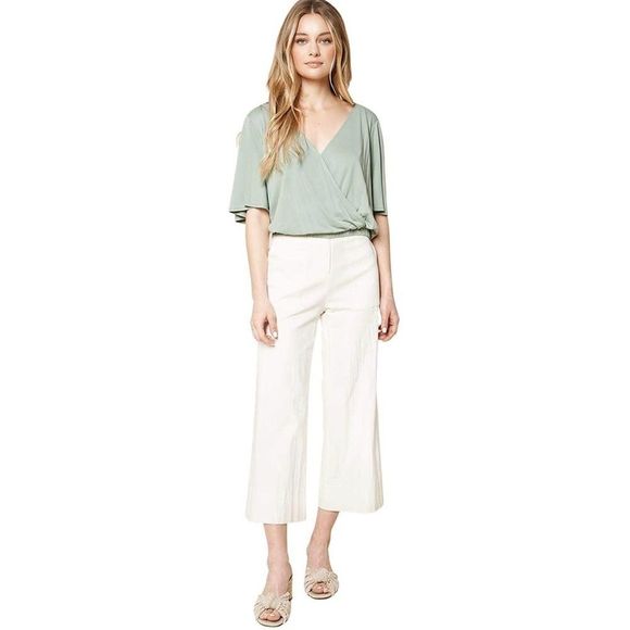 NWOT Sugar Lips Women's Small Courage Short Sleeve Surplice Knit Top V Neck - Picture 3 of 6